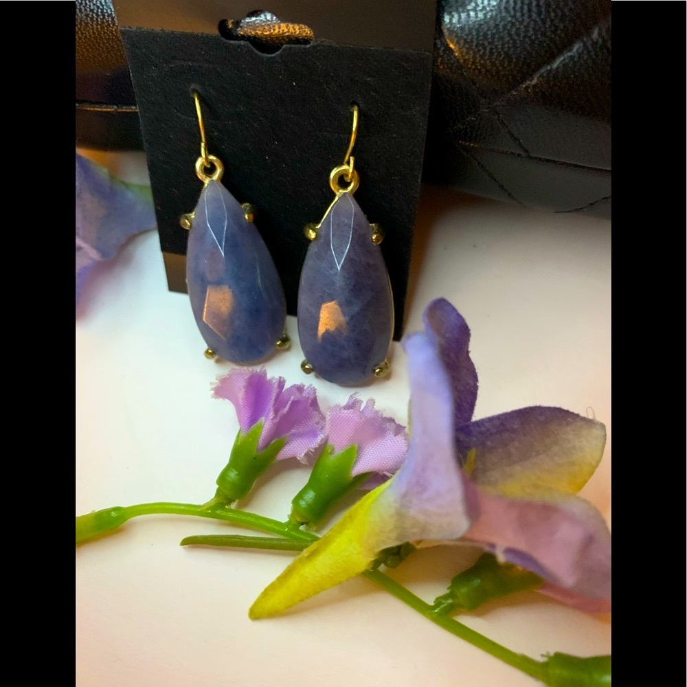 Bluish purple muted tone earrings with gold
